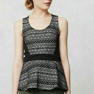 Anthropologie Deletta Black Lace Peplum Tank Top Small